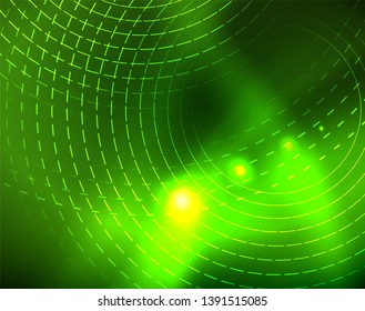 Fondo abstracto de círculos neones, plantilla vectorial