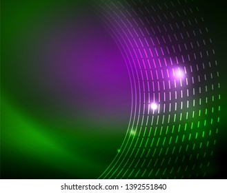 Plano de fundo abstrato de círculos neon, modelo de vetor