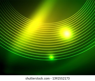 Fondo abstracto de círculos neones, plantilla vectorial
