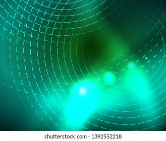 Fondo abstracto de círculos neones, plantilla vectorial