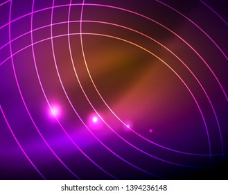 Plano de fundo abstrato de círculos neon, modelo de vetor