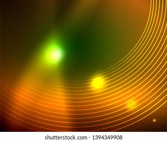 Neon circles abstract background, vector template