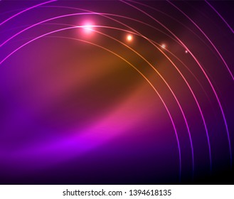 Neon circles abstract background, vector template