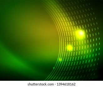 Fondo abstracto de círculos neones, plantilla vectorial