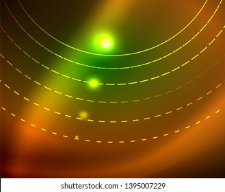 Neon circles abstract background, vector template