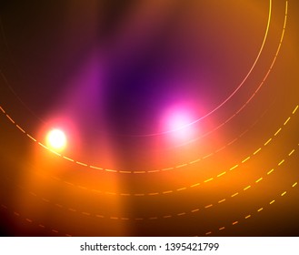 Neon circles abstract background, vector template