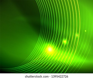 Fondo abstracto de círculos neones, plantilla vectorial