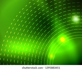 Neon circles abstract background, vector template