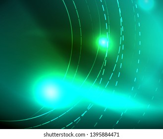Neonringe, abstrakter Hintergrund, Vektorgrafik-Vorlage