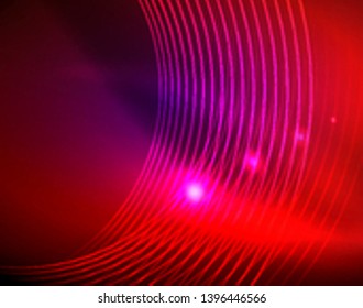 Fondo abstracto de círculos neones, plantilla vectorial