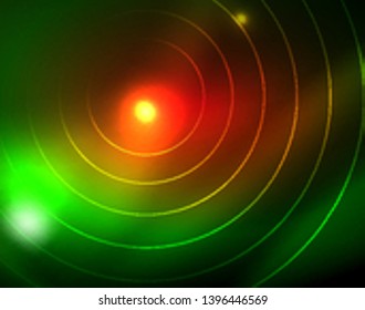 Neon circles abstract background, vector template