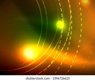 Neon circles abstract background, vector template