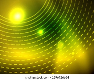 Neon circles abstract background, vector template