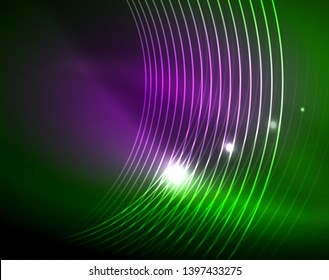 Neonringe, abstrakter Hintergrund, Vektorgrafik-Vorlage