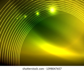 Neon circles abstract background, vector template