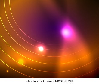 Neon circles abstract background, vector template