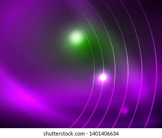 Neon circles abstract background, vector template