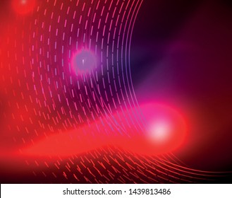 Neon circles abstract background, vector template