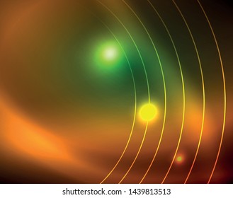 Neon circles abstract background, vector template