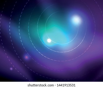 Neon circles abstract background, vector template