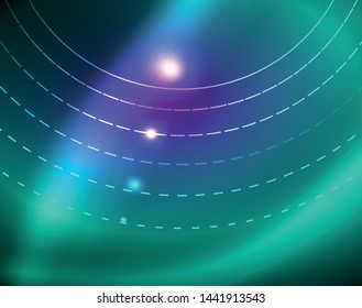 Fondo abstracto de círculos neones, plantilla vectorial