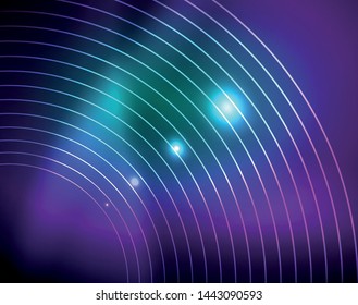 Neon circles abstract background, vector template