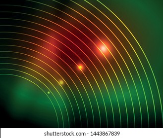 Fondo abstracto de círculos neones, plantilla vectorial