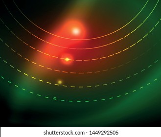 Fondo abstracto de círculos neones, plantilla vectorial