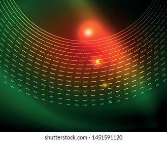 Fondo abstracto de círculos neones, plantilla vectorial