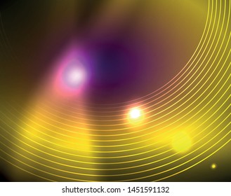 Fondo abstracto de círculos neones, plantilla vectorial