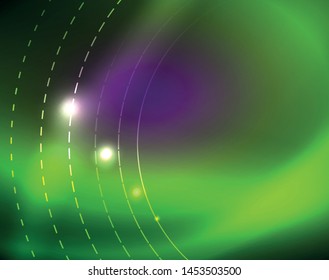 Fondo abstracto de círculos neones, plantilla vectorial