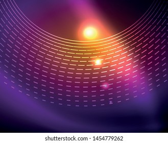 Neon circles abstract background, vector template