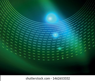Neon circles abstract background, vector template