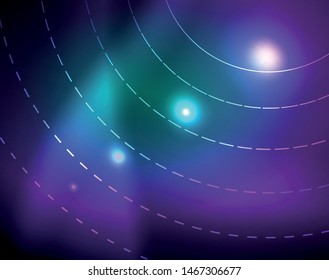 Fondo abstracto de círculos neones, plantilla vectorial