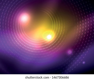 Plano de fundo abstrato de círculos neon, modelo de vetor