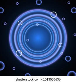 Neon circles background. Abstract bright neon background. Vibrant rings.