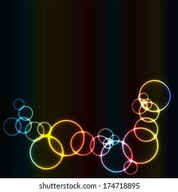 Neon circles background. Vector illustration