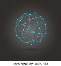 Neon circles with blue color. Star technology concept. Vector illustration.