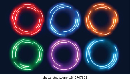 neon circles frame set in six colors