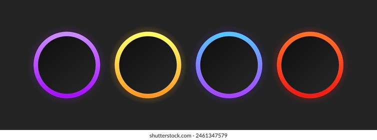 Neon Circles Icons Set. Frame for photo. Flat Style. Vector icons