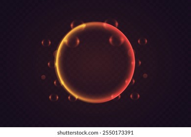 Neon circles of light. Magic circle effect.