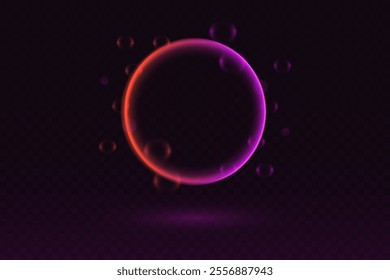 Neon circles of light. Magic circle effect.