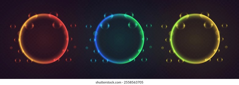 Neon circles of light. Magic circle effect.