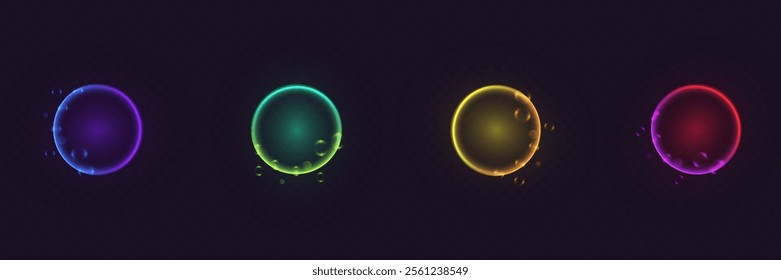 Neon circles of light. Magic circle effect.