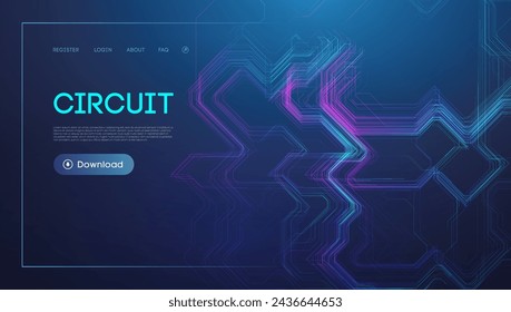 Neon Circuit Board Design on Dark Background for Technology Concept