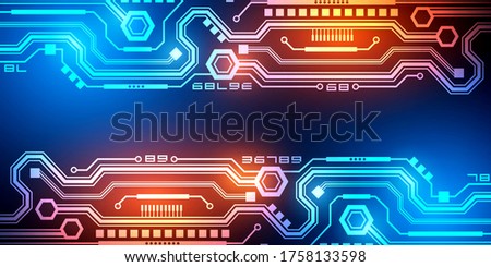 Neon Circuit Board . Technology neon background .Space technology .Technologies of the future .Vector illustration