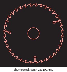 Neon disco circular color rojo ilustración vectorial imagen de estilo plano luz