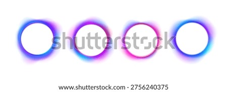 Neon circular frames glow softly with gradient edges, layered to create a tunnel-like effect. The transitions are smooth and visually pleasing. Perfect for futuristic UI or digital artwork.