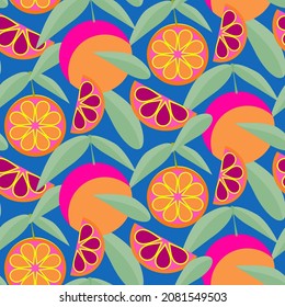 neon citrus seamless pattern, tangerine print