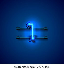 Neon city font sign number 1, signboard one. Vector illustration